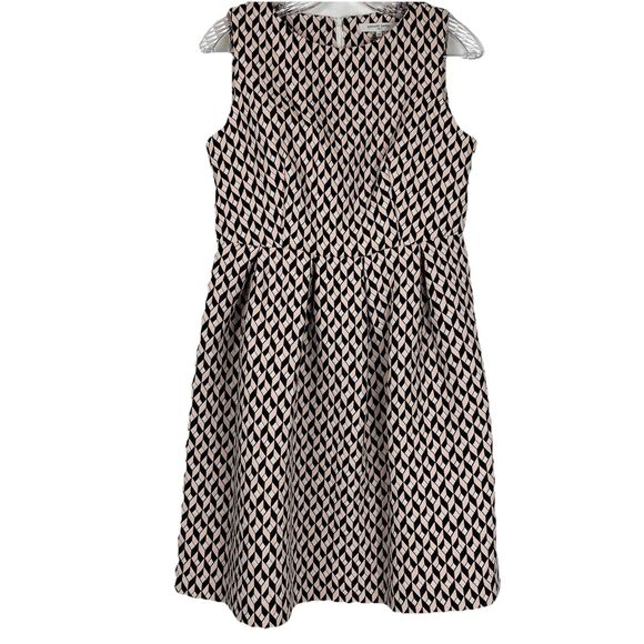 Gerard Darel Pink Black Argyle/Diamond Sun Dress Pleated Midi- 40 - Picture 1 of 13